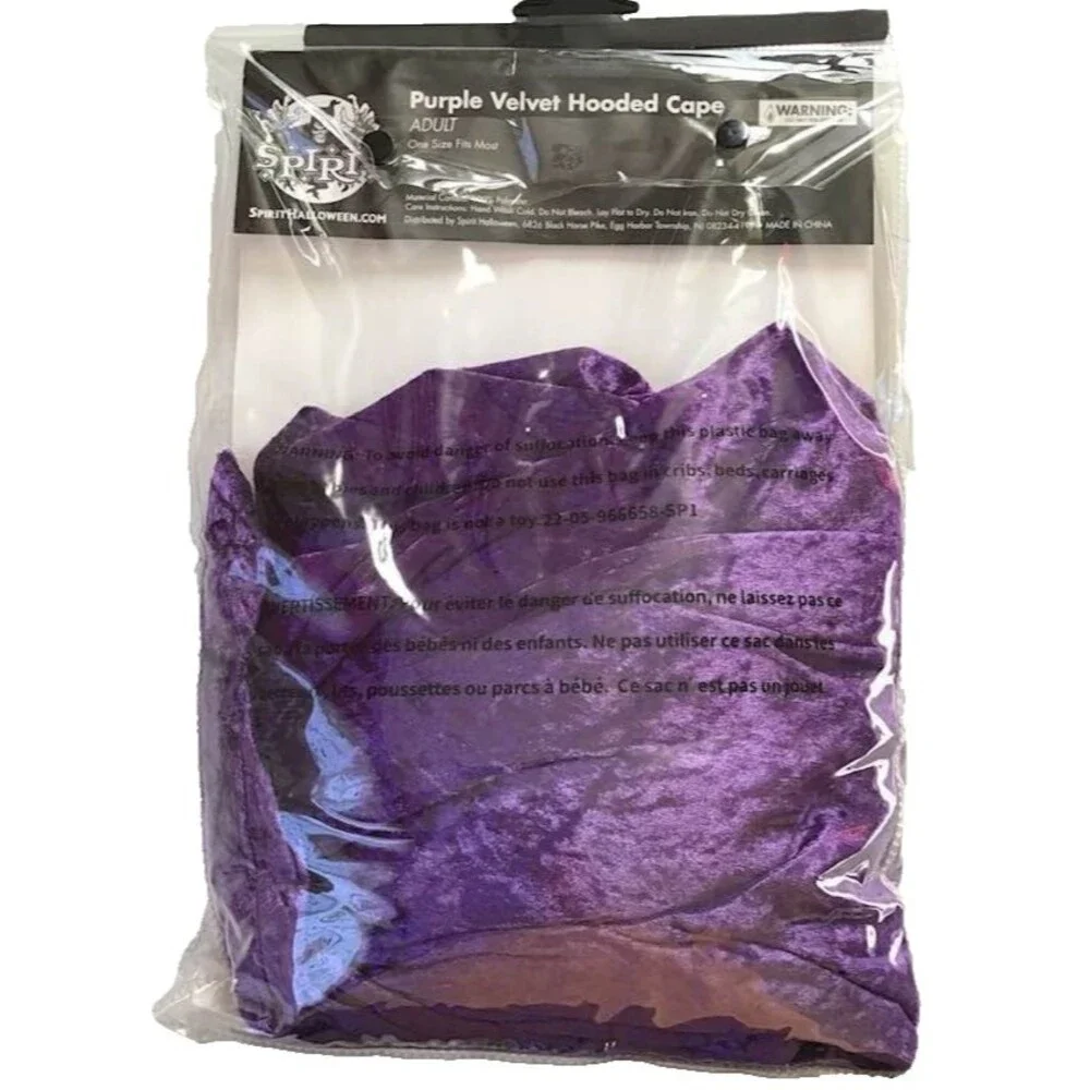 Halloween Costume Adult Purple Velvet Hooded Cape Full Body Length Medieval NEW - Picture 3 of 4
